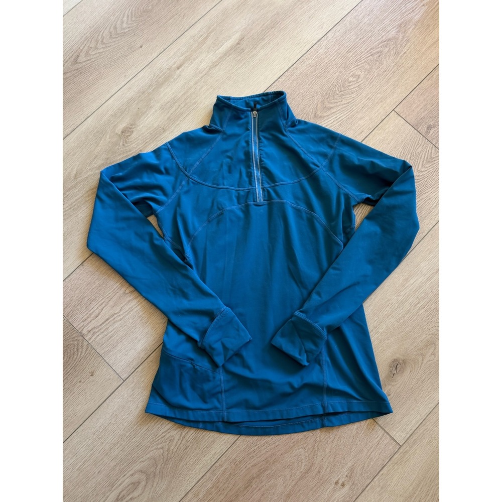 REI Womens XS Teal Blue Quarter Zip Pullover Long Sleeve Thumbhole Running‎ Top